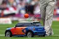A big idea for Mini: Olympic venues are strictly ad free, but IOC sponsor BMW snuck one by, employing small, remote-controlled versions of Mini cars in London’s Olympic Stadium to shuttle javelins, discuses and hammers back to the athletes.