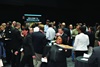 Conference attendees network during a reception at Barclays Center.