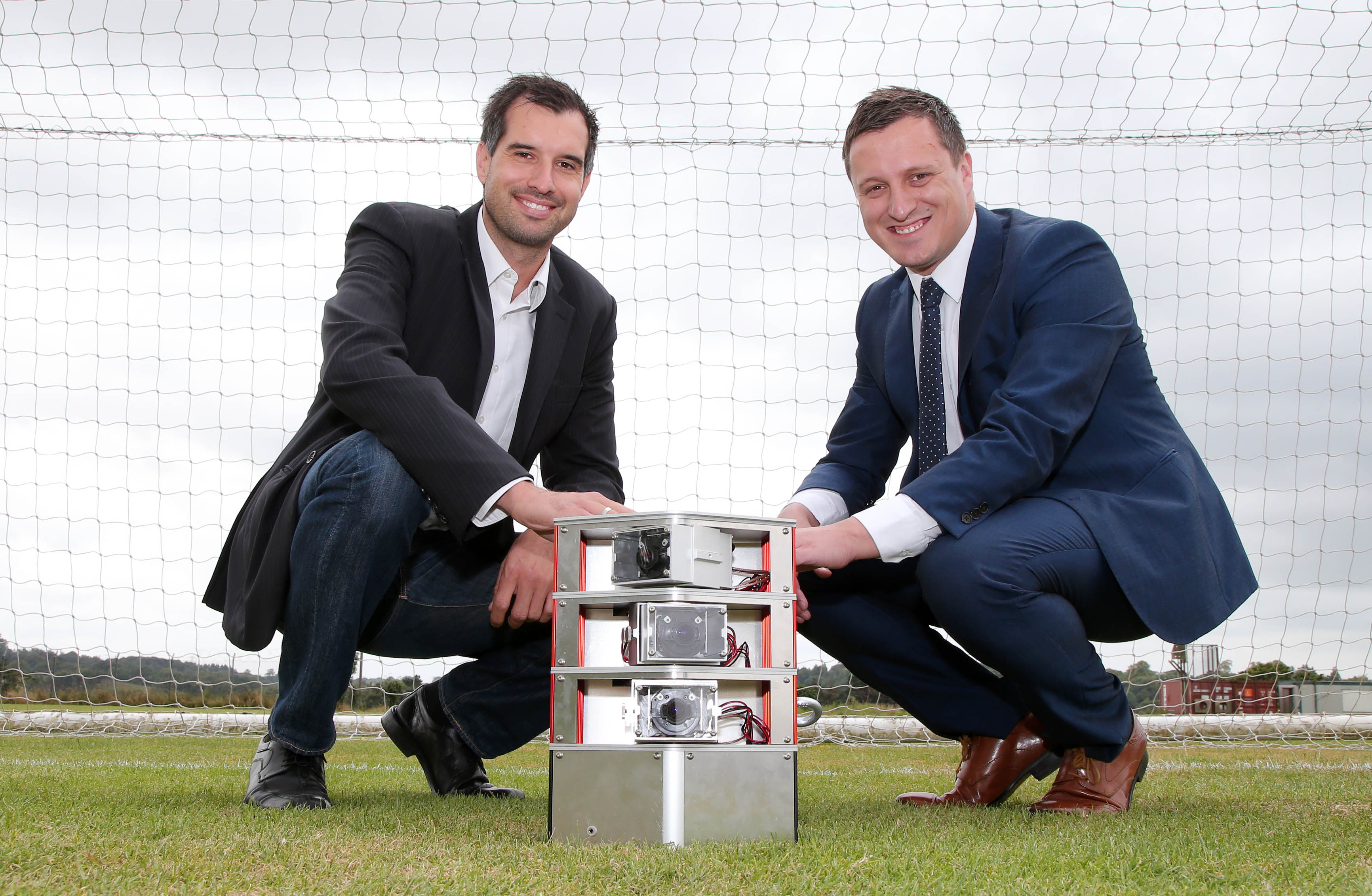 NI Football League’s Managing Director Andrew Johnston alongside Martin Füreder CEO of TrackChamp 