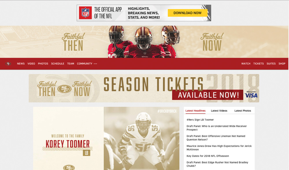 Revamped NFL team sites mobile friendly